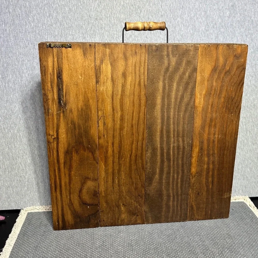 Rustic Wooden Shadow Box 25 Cubby Display Case Wall Hanging Brown 15x15